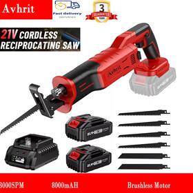 Avhrit 973692193418 Cordless Reciprocating Saw Brushless 2 Battery And Charger 6 Blade