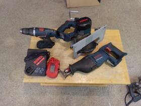 32618 Bosch 18v Reciprocating Saw 1646 Circular 1664 Drill Battery And Charger