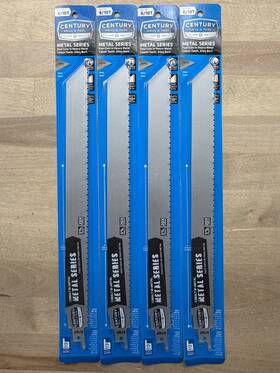 Century 081838071905 4pk Drill And Tool 07190 12 Inch Metal Series 8/10t Reciprocating Blades