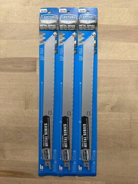 Century 081838071981 3pk Drill And Tool 07198 12 Inch Metal Series 14/18t Reciprocating Blade