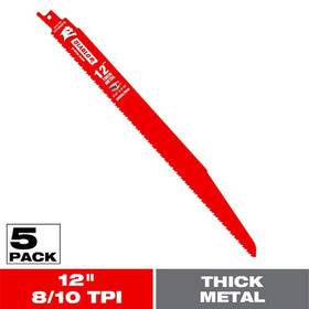 Diablo 008925138549 12 Inch 9/10tpi Steel Demon Bimetal Reciprocating Saw Blade For Demolition 5-pack
