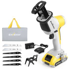 Enventor 975167730050 20v Cordless Brushless Reciprocating Saw 0-3000 Spm Variable Speed One Hand