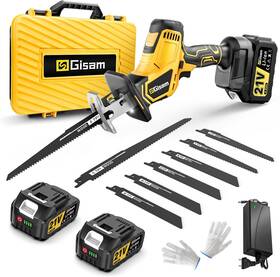 Asd-dw01 Gisam Cordless Reciprocating Saw With 2 Batteries Brushless Motor One-hand Operation