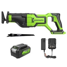 Greenworks 195526180708 24v Brushless 1-1/8 Inch Cordless Reciprocating Saw 2 700 Spm 4.0ah Battery