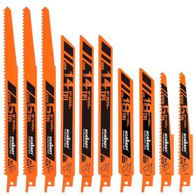 88097 Horusdy 10-piece Reciprocating Saw Blades Set With Storage Case 6 Inch 8 And 9 Wood Metal