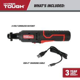 Hyper Tough 820909800439 4v Cordless Ratchet With 2.0ah Lithium-ion Battery 1/4-in Drive Upick