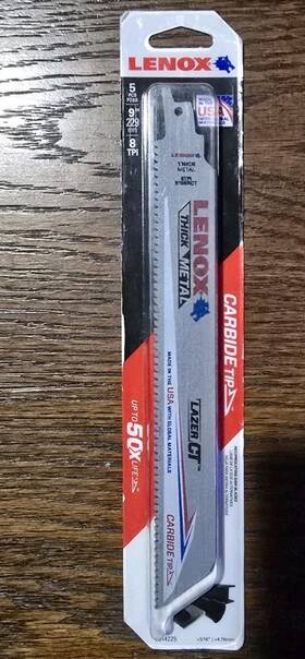 9108rct Lenox 2014225 9 Inch 8tpi Lazer Ct Reciprocating Saw Blade 5pk