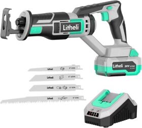 M0w-wyt01-18lia Litheli Cordless Reciprocating Saw 20v 4ah Battery 2.4 A Charger 4 Blades