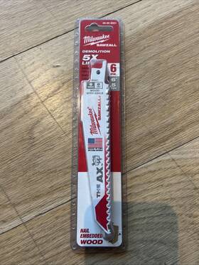 Milwaukee 045242005857 6 Inch 5 Tpi Ax Nail-embedded Wood Cutting Sawzall Reciprocating Saw