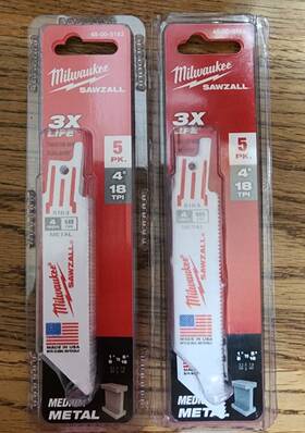 48-00-5183 Milwaukee 045242082841 Sawzall 4 Inch Medium Metal 3x Life 5 Pk Blades -set Of 2 Packs