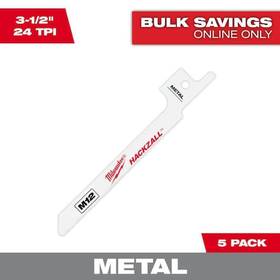 Milwaukee 045242160310 3-1/2 Inch 12 Tpi Hackzall Metal Cutting Reciprocating Saw Blades 5pack