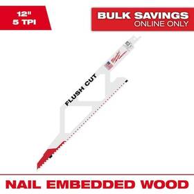 Milwaukee 045242253272 12 Inch 5 Tpi Flush Cut Sawzall Reciprocating Saw Blade