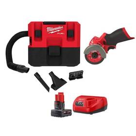 0960-20-48-59-2440-2522-20 Milwaukee Wet/dry Vacuum 1.6 Gal And Cut Off Saw Kit With 4.0 Ah Battery Charger
