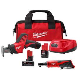 2420-21-2457-20-48-11-2460 Milwaukee Hackzall Reciprocating Saw Kit With 3/8 Inch Ratchet 6.0 Ah Xc Battery Pack