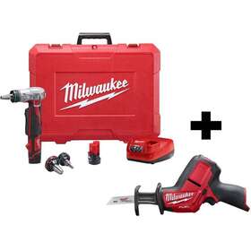 2432-22-2520-20 Milwaukee Propex Expansion Tool Kit And Hackzall Saw 12v With 2-batteries Charger