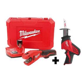 2471-21-2420-20 Milwaukee M12 12v Lithium-ion Cordless Copper Tubing Cutter Kit With Hackzall Saw