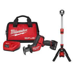 2520-21xc-2132-20 Milwaukee Hackzall Reciprocating Saw Kit With Rocket Tower Led Light Cordless 12v