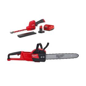 2533-21-2727-20 Milwaukee Hedge Trimmer Kit 8 Inch 12v Li-ion Brushless Cordless With 18v 16 Chainsaw