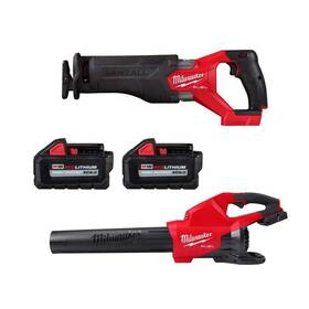 2821-20-2824-20-48-11-1862 Milwaukee Sawzall Reciprocating Saw With M18 Dual Battery Blower 2 Batteries
