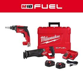 2821-22-2866-20 Milwaukee M18 Cordless Reciprocating Saw Kit 18v Brushless With Drywall Screw Gun