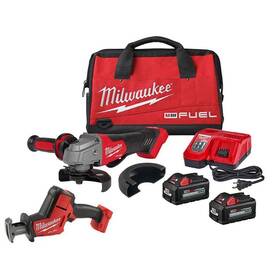 2880-22-2719-20 Milwaukee Grinder Kit 4-1/2 Inch -5 Hackzall Reciprocating Saw Cordless 18v Li-ion