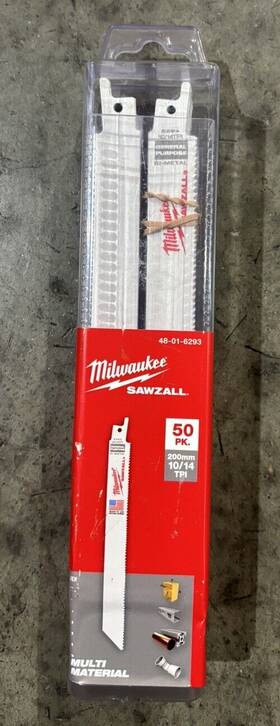 48-01-6293 Milwaukee 50pk. Sawzall Balades 10/14 Tpi 8 Inch Multi Material 48-01-6293 Milwaukee 50pk. Sawzall Balades 10/14 Tpi 8 Inch Multi Material