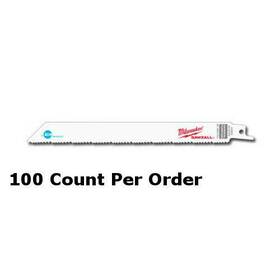 48-01-9093 Milwaukee 8 Inch 8/12 Tpi Ice Hardened Sawzall Blades 100 Pk