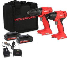 Powerworks 841821057787 20v Cordless Drill/driver And Impact Driver Combo Kit With 2 Batter