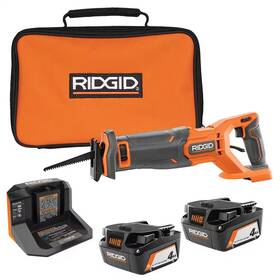 Ridgid 313090964931 18v Cordless Reciprocating Saw With 2 40 Ah Batteries Charger And Bag