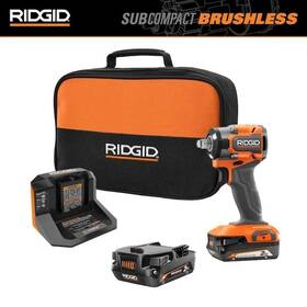 Ridgid 648846093222 18v Subcompact Brushless 1/2 Inch Impact Wrench Kit With 2 Battery Charger Bag