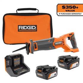 Ridgid 726084528604 18v Cordless Reciprocating Saw With 2 4.0 Ah Batteries Charger Bag