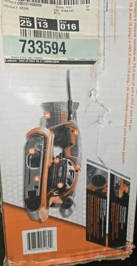 R27401 Rigid Industries 3 18 Inch Belt Sander. Brand New Open Box. Never Used