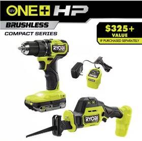 Ryobi 033287234103 18v Hp Cordless Drill Reciprocating Saw And Battery Kit