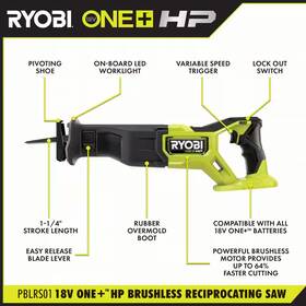 Ryobi 313097022054 One Hp 18v Brushless Cordless Reciprocating Saw Tool Only B