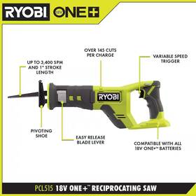 Ryobi 445006659617 One 18v Cordless Reciprocating Saw Tool Only