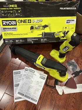 Pblmt51rs02sb Ryobi One Hp 18v Brushless Cordless Multi-tool And Reciprocating Saw Kit Tools Only