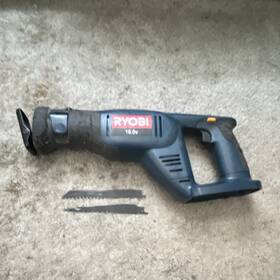 Ps10 Ryobi Reciprocating Saw Battery 18.0v Blue With Blades 2.36in Cutting Depth