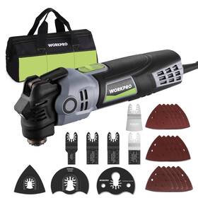 125335 Workpro 400w Oscillating Multi-tool 6-speed Corded Power Saw With 22 Accessories