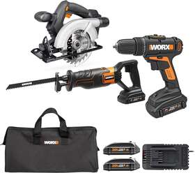 Wx956l Worx 20v Cordless Drill Driver Circular Saw And Reciprocating - Cr