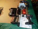 Lot Of Craftsman Cordless Drill/ Driver, Circular Saw, 2-BATTERIES/CHARGER,LIGHT. Fixed Price $57.99.