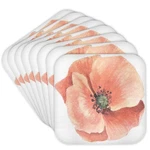 3DROSE Cute Watercolor Peach Pansy Flower, Set 8 Soft Coasters. Fixed Price $14.99.