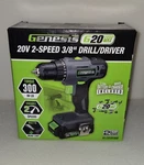 Genesis G20MAX 20V Cordless Li-ion 2-SPEED 3/8" Drill Driver GLCD2038B. Fixed Price $37.99.