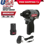 12VLITHIUM-ION Cordless Brushless Impact Driver W/ 1.5AH Battery And Charger. Fixed Price $66.34.