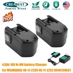 4000MAH 18V Ni-mh Battery/charger For Milwaukee 48-11-2230 48-11-2232 48-11-2200. Fixed Price $95.90.