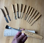 13 Piece Pfeil "swiss Made" Wood Carving Chisels Set W/ Bag .. Real Nice !. Fixed Price $475.00.