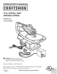 Craftsman 18 " Scroll Saw Manual Model # 315.216090. Fixed Price $12.50.