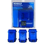 New - Pack Kobalt 24V Lithium Ion 4.0 Ah Battery & Charger Kit #1102357. Fixed Price $164.99.