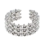 Flexibe Diamond Cut 3 Row Fancy Popcorn Link Open Cuff Band Ring 14K White Gold. Fixed Price $469.96.