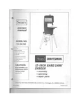 1977 Craftsman 113.24350 12" Band Saw/sander Instructions. Fixed Price $20.24.