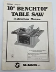 Benchtop Table Saw Nu-mark Instruction Owners Manual 30-310 Parts List. Fixed Price $10.95.